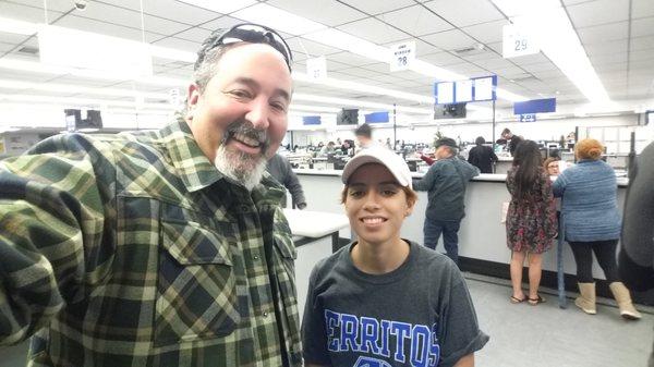 Alitzel aced her Road Test at the Bellflower DMV on 12/10! Here with YoGov concierge Steve :)