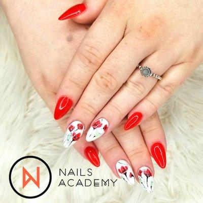 Gel system, hand painted poppy flowers