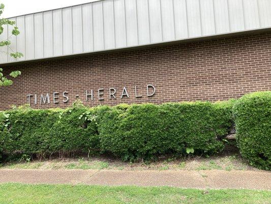 front view from North Izard Street of the newspaper's office building