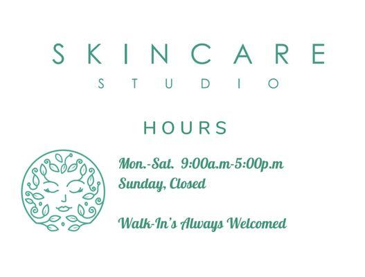 Skin Care Studio Hours