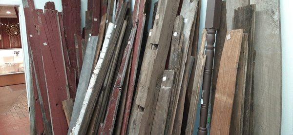 If your looking for old barnwood, you will find many pieces in the store! Prices vary.