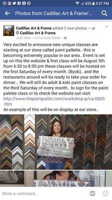 To sign up for paint palette classes event is set up on the website http://www.thepaintpallet.com/workshop-p/ca-0805.htm.