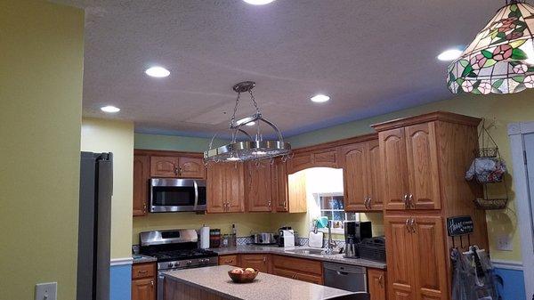 Finished. 6 can lights and a light fixture. Thanks Randy. You are awesome!