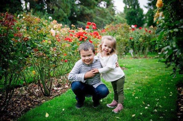 Cole -8,  Delaney -3.  Rose Gardens at Point Defiance Park.