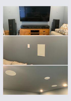 Tv mounting and in wall / in ceiling surround sound speaker installation