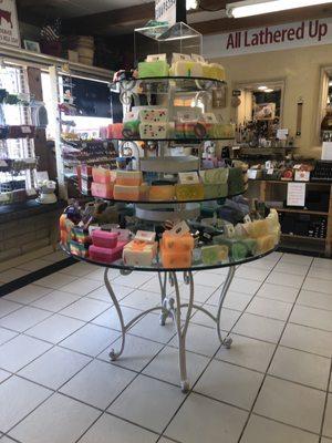 Great display of natural soaps. They will slice in the spot your choice