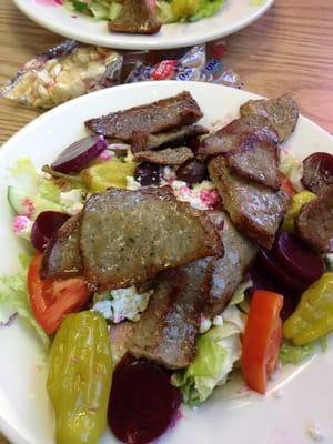 Greek salad w/Gyro meat. Delicious.