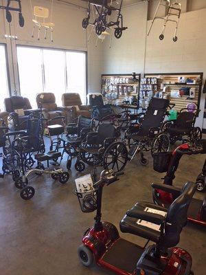 Walkers, rollators, knee scooters, wheelchairs, power chairs, scooter and more.