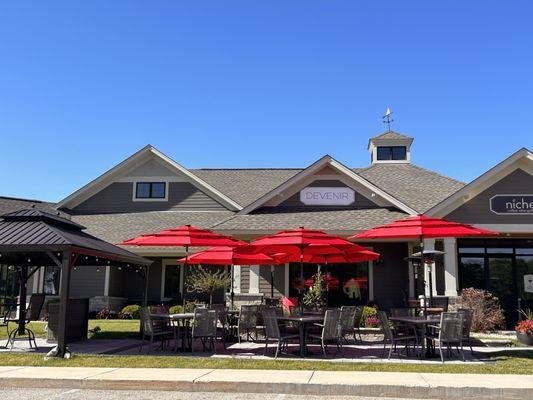 Look for our red umbrellas just outside Geneva National off Hwy 50.