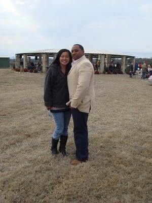 Sister and her hubby in front of the live band/gazebo/picnic area.