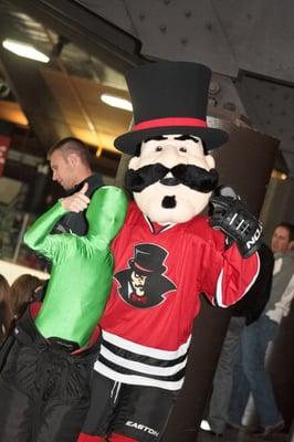 Mascot, Presto with a young fan.