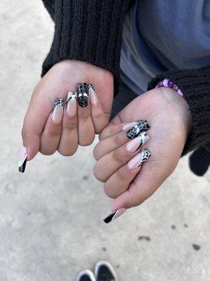 Spider-Man black designed nails