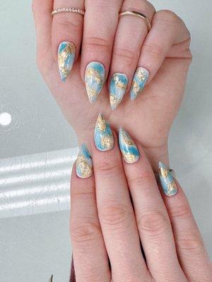 Marble design with a gel X