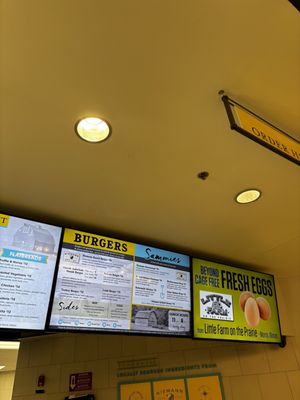 Menu at walk up counter