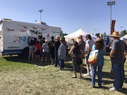 Big Line for The Mr. Softee Ice Cream Truck @ Cajun Festival 2017