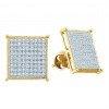 YELLOW GOLD EARRINGS DIAMONDS MICRO PAVE 10K SCREW BACK STUDS 9.17MM WIDE (1/5 CTTW)