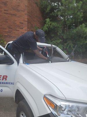 2022 Toyota Tacoma Windshield Replacement clean up.