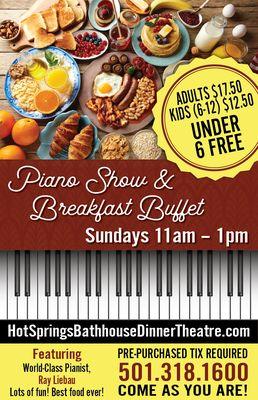 Ray Liebau Piano Show & Breakfast Buffet at the Hot Springs Bathhouse Dinner Theatre