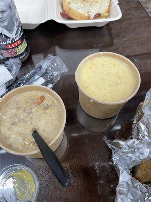 Cheeseburger chowder and potato soup