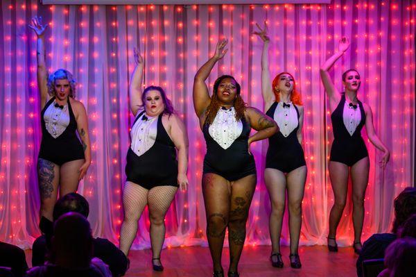 Student performers in one of our Burlesque Academy Student Showcases