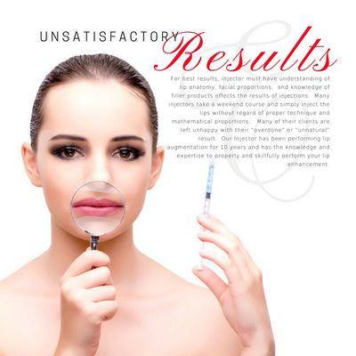 Not all injectors are created equal!  Our nurse is an expert specialist in injectable products and can fix any bad filler!