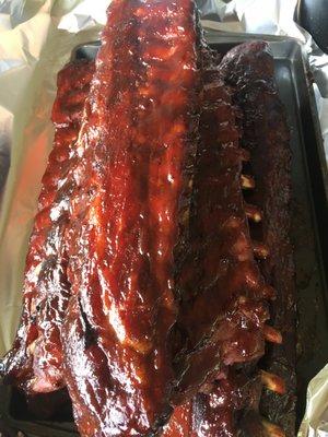 Baby backs glazed and on their way.