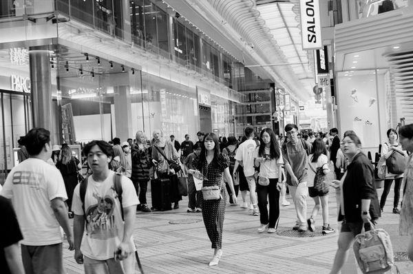 Osaka Shopping Mall captured on Ilford XP2