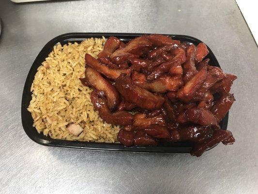 Boneless ribs with pork fried rice