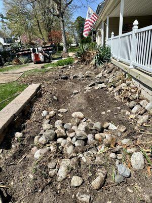 River rock and Yuka plants removed