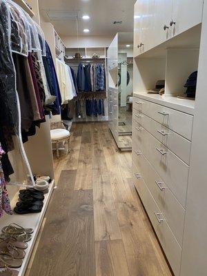 Closet view with the hardwood floors