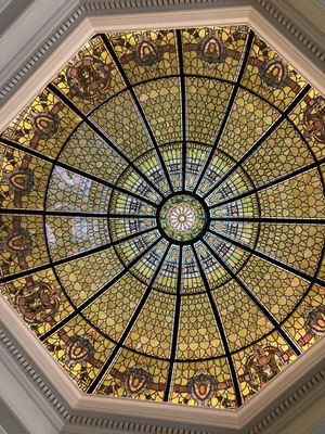 Stained glass ceiling inside the main building