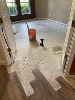 Tile flooring installation