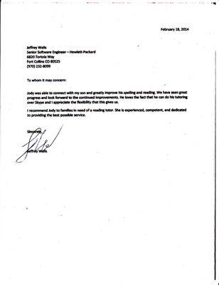 Another Recommendation Letter