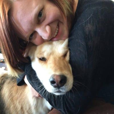 Owner Lauren and her buddy Baxter the lab mix