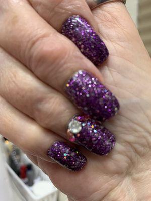 Super Glitzy Purple Glittery nails- TY QD!!