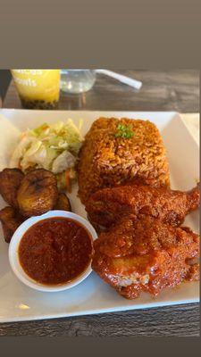 Jollof Rice with choice of beef or chicken or veggies