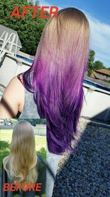 Purple ombre by Nancy at From Hair On ...call or text 413-262-7570