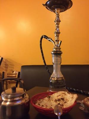 The trifecta. Tea, pita, and hookah