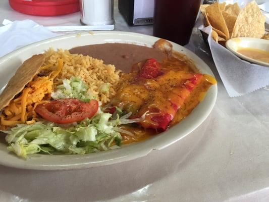 Special of the day: Mexican plate and these serve cheese & salsa with the chips