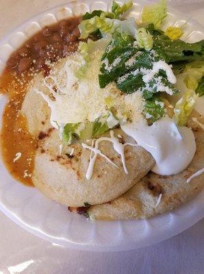 When Mexico meets El Salvador. At this bakery, you can request a side of beans, salsa and sour cream to go with your pupusas.