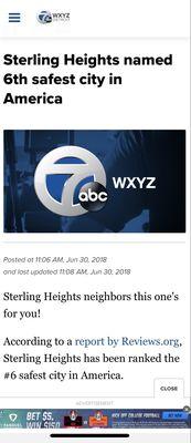 If Sterling Heights is one of the safest cities in America, we are living in very dangerous times, my friends!