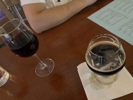 To the right we have the peanut butter stout. Delicious. Not heavy at all