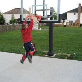 The Orszycki family loves to lower their Pro Dunk Silver basketball goal down for the family dunk contest