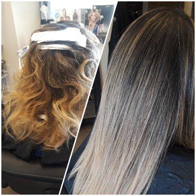 Balayage retouch & Brazilian Blowout