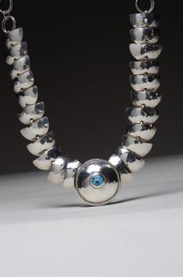 Sterling Silver with Aquamarine in a domed setting. 2007