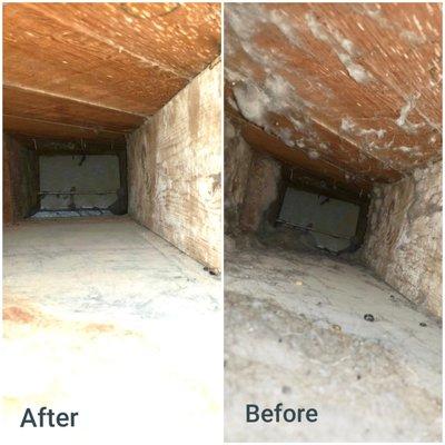 Air duct cleaning before and after