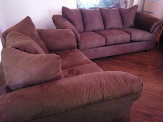 My sofa after asembled I love it very comfortable love the furniture not so much the service