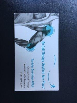 Our occupational therapy business card