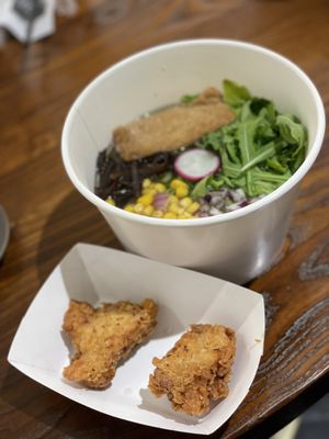 Veg Ramen with fried chicken