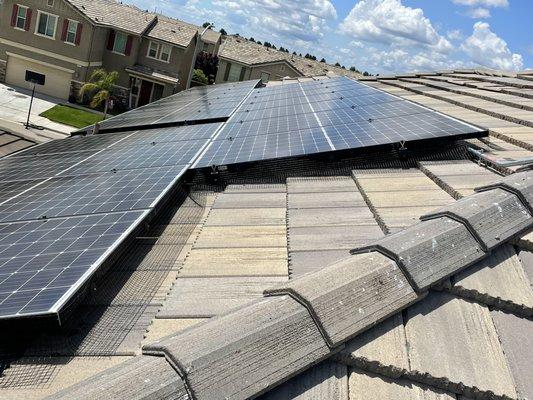 Steel mesh around solar panels